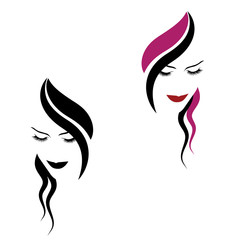 

vector illustration, depicting the face of a beautiful woman with long ringlets