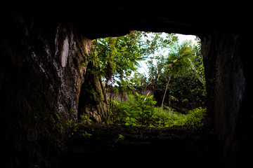 A beautiful view from an ancient tunnel near Miseno beach, Naples (Italy)