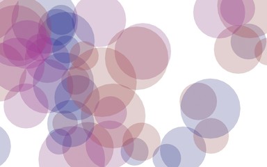 Multicolored translucent circles on a white background. Pink tones. 3D illustration