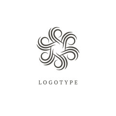 Vector floral luxury curve logo design. Round ornate frame. Vintage premium design vector element.