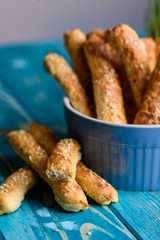 Cottage cheese sticks with oatmeal and sesame flakes