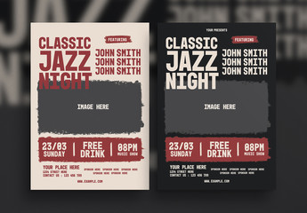 Music Flyer Layout with Grunge-Style Photo Element