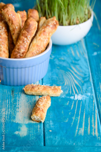 Cottage Cheese Sticks With Oatmeal And Sesame Flakes Stock Photo