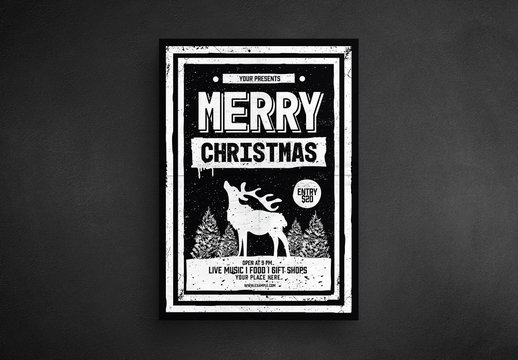 Christmas Flyer Layout with Reindeer Graphic