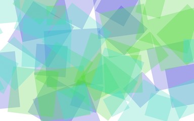 Multicolored translucent squares on white background. Green tones. 3D illustration