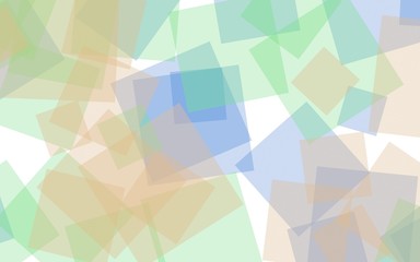 Multicolored translucent squares on white background. Green tones. 3D illustration