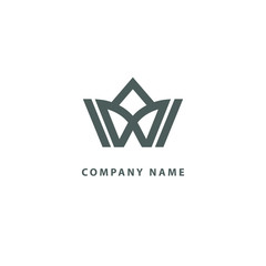 Vector imperial luxury crown logo design. Line art gold ornate symbol. Vintage premium king, queen vector sign.