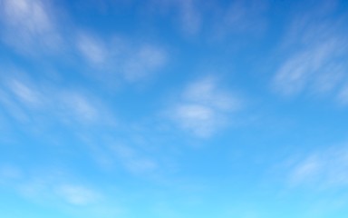 Cumulus white clouds in the clear blue sky in the morning. Blue sky background with white clouds. 3D illustration