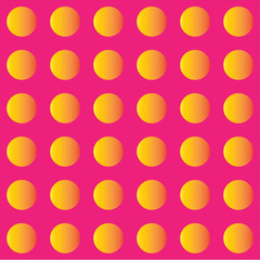 bright pink background with yellow orange gradient polka dots