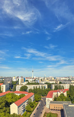 Fototapeta na wymiar Eastern Berlin from above on a fine day in Summer