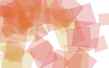 Multicolored translucent squares on white background. Red tones. 3D illustration