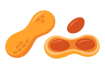 Flat vector icons of peanuts.