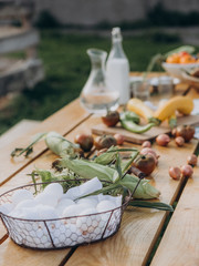 table vegetables milk wooden table rustic style