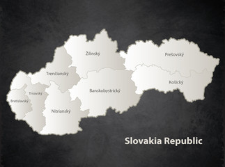 Slovakia Republic map Black White separate region individual name blackboard vector