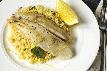 Fried Basa Fillet with Lemon Couscous