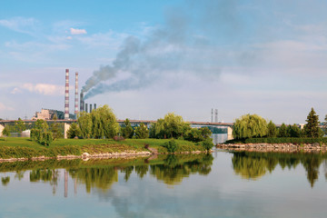 Fototapeta na wymiar industry city factory smoky environmental pollution energy