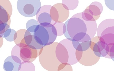 Multicolored translucent circles on a white background. Pink tones. 3D illustration