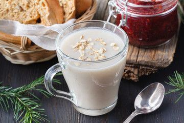 Refreshing Oatmeal Drink for healthy eating and diet concept, vegan eat