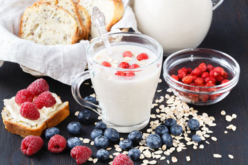 cereal and various delicious ingredients for breakfast