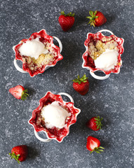 Strawberry crumble in bowl.