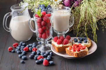 Healthy Breakfast with homemade oat milk