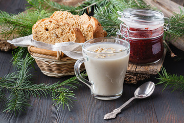 Healthy Breakfast with homemade oat milk