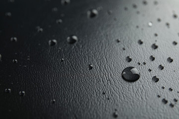 Many clean water drops on black background