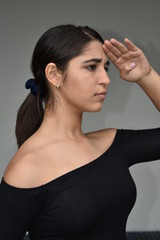 Pretty Girl Saluting