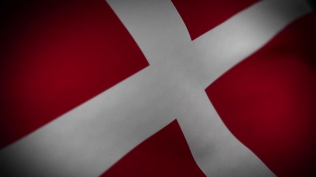 Flag of Denmark - Photo realistic close up of waving flag. Extreme depth of field. 3d Render.
