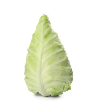 Pointed fresh cabbage on white background. Healthy food