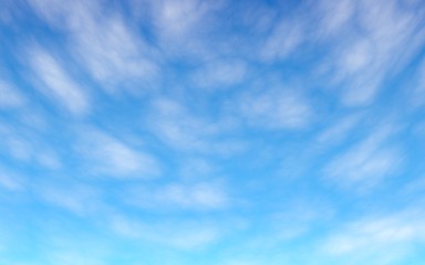 Cumulus white clouds in the clear blue sky in the morning. Blue sky background with white clouds. 3D illustration