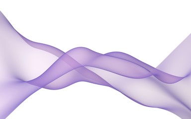 Abstract purple wave. Bright purple ribbon on white background. Raster air background. Abstract purple smoke. Purple scarf. 3D illustration