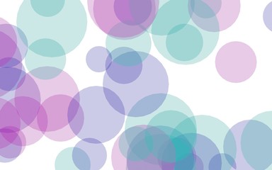 Multicolored translucent circles on a white background. Pink tones. 3D illustration