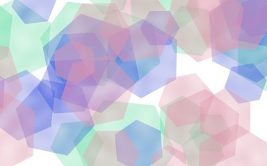 Multicolored translucent hexagons on white background. Red tones. 3D illustration