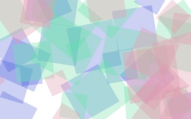 Multicolored translucent squares on white background. Red tones. 3D illustration