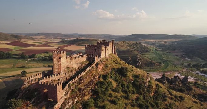 The ruins of the castle Riba de Santiuste of the IX century Guadalajara Castile Spain