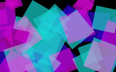 Obraz premium Multicolored translucent squares on dark background. Pink tones. 3D illustration