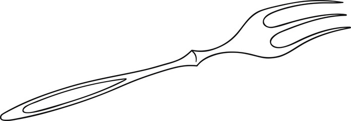 Obraz na płótnie Canvas Hand Drawn Doodle Sketch Line Art Vector Illustration of Retro Style Silver Fork. Menu Poster Card Decoration Black Outline Design Element Template
