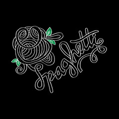 Spaghetti Text, hand lettering illustration. 