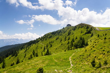 Wildenkarhutte hut on Wildenkarkogel Mountain in Alps, Saalbach-Hinterglemm, Zell am See district, Salzburg federal state, Austria