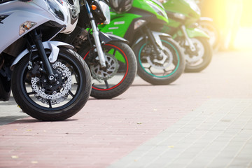 Obraz na płótnie Canvas sport motorcycles on city road