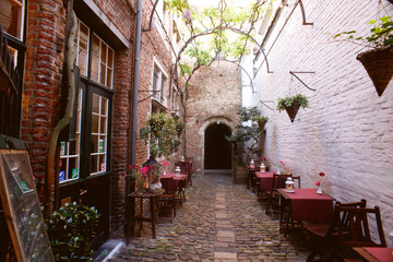 Traditional brick houses in Belgium