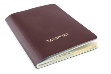 red passport with copy space on white background