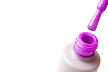 Beauty, fashion and Nail art concept. Manicure cosmetic tools close-up bottle, brush of pink gel...