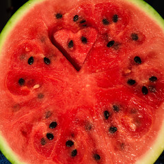 watermelon background with heart, concept love of veganism