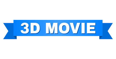 Fototapeta premium 3D MOVIE text on a ribbon. Designed with white title and blue tape. Vector banner with 3D MOVIE tag.