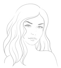 Young woman face with long blond hair