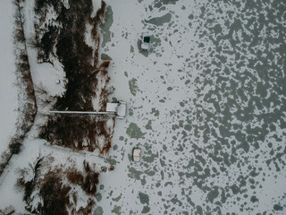 frozen lake aerial