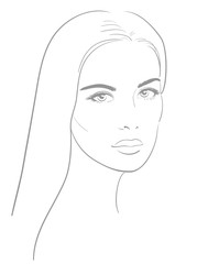 Young woman face with long blond hair