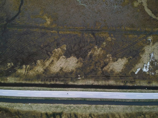 texture of river soil empty road bird view